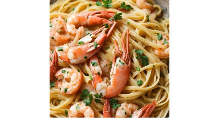 Creamy Lobster and Shrimp Scampi Linguine