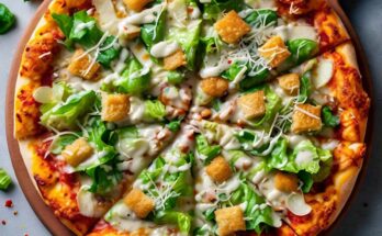 Viral Chicken Crust Caesar Salad Pizza Recipe