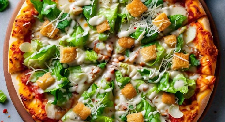 Viral Chicken Crust Caesar Salad Pizza Recipe